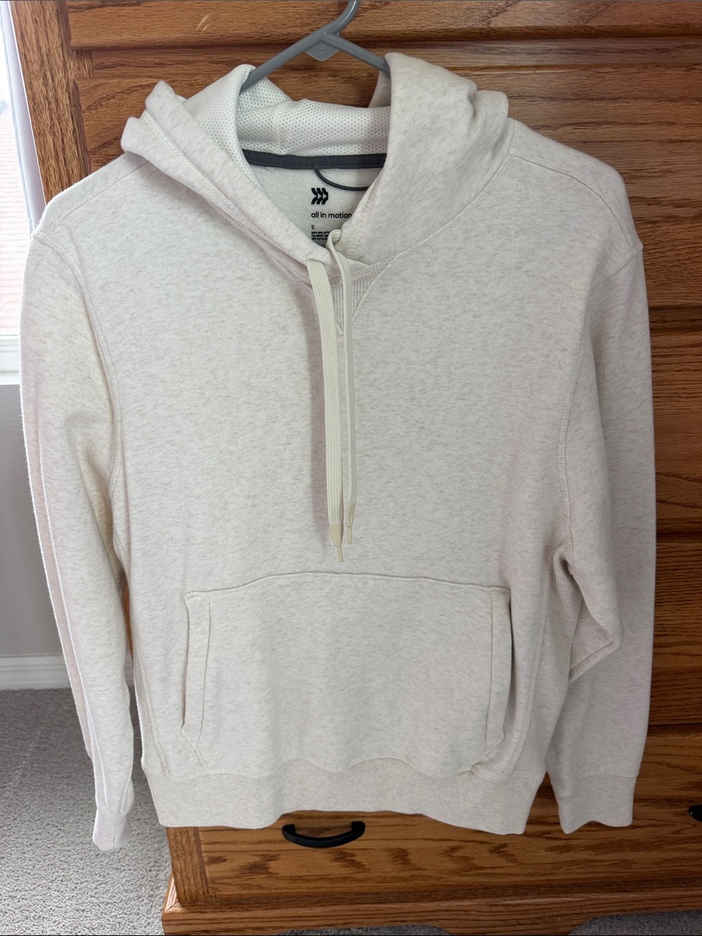 all in motion Men's Cream Zip-Neck Hooded Sweater